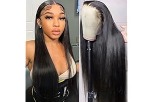 JUBOTIN 30 Inch 13x4 Straight Lace Front Wigs Human Hair for Black Women Pre Plucked 150% Density HD Lace Frontal Wigs Bleached Knots Glueless Brazilian Lace Front Wigs Natural Color