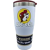 Buc-ee's White Stainless Steel Freedom Tumbler With Color Logo, Double Wall Vacuum Insulated, Tinted Slide Lid, Powder Finish, 20 Ounces