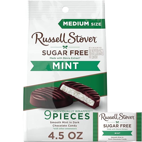 RUSSELL STOVER SUGAR FREE DARK CHOCOLATE MINT PATTIES...