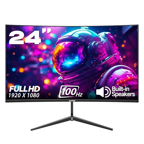 Gawfolk 24” Curved Monitor 100Hz Full HD 1080P, Built-in Speakers ...