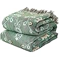 Boho Throw Blanket for Bed - 100% Cotton Ultra Soft Rustic Quilt Fall Blanket - Floral Printed Farmhouse Decor Bed Blankets,80"×90" All Season Rustic Throw for Sofa Couch Chair