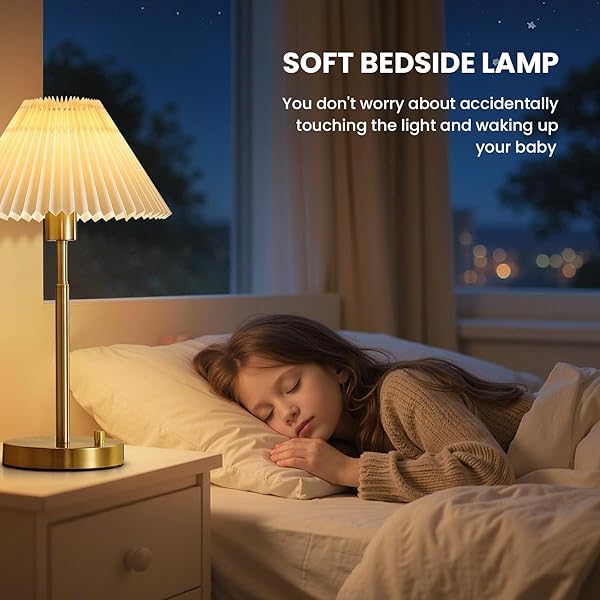 RUIYEY BEDSIDE TABLE LAMP SET OF 2: DIMMABLE NIGHTSTAND BEDSIDE LAMPS WITH USB A AND C PORTS, MODERN METAL AND PLEATED FABRIC SHADE GOLD DESK LAMP FOR HOME OFFICE BEDROOM LIVING ROOM READING