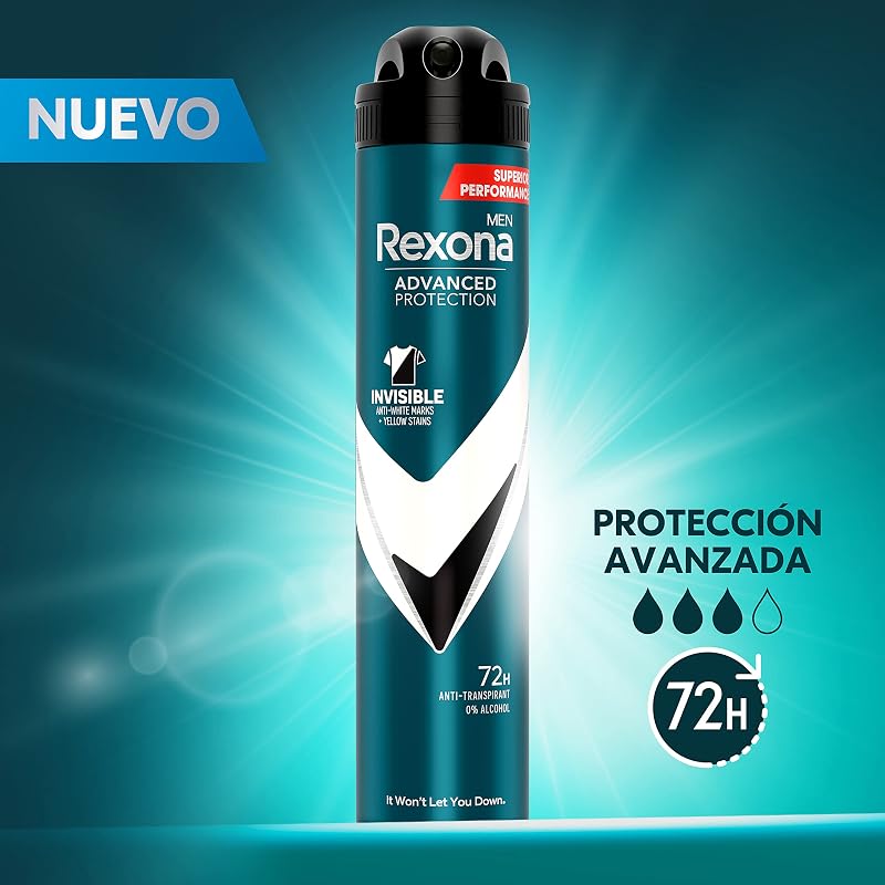 Desodorante Aerosol Protección Avanzada 72h Invisible Black & White Pack Ahorro Antitranspirante para hombre 200ml x2, El embalaje puade variar
