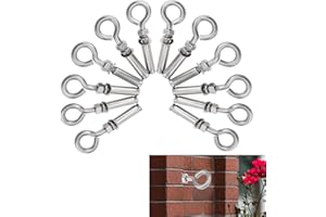 ESMAVO Concrete Eye Bolts 12Pcs, M6 Eyebolt Bolts Stainless Steel Concrete Anchor Eyebolt Screw Hooks, Heavy Duty Brick Anchors Eyebolts Expansion Screw Lifting Ring Bolt Fastener 1/4inch for Concrate Wall