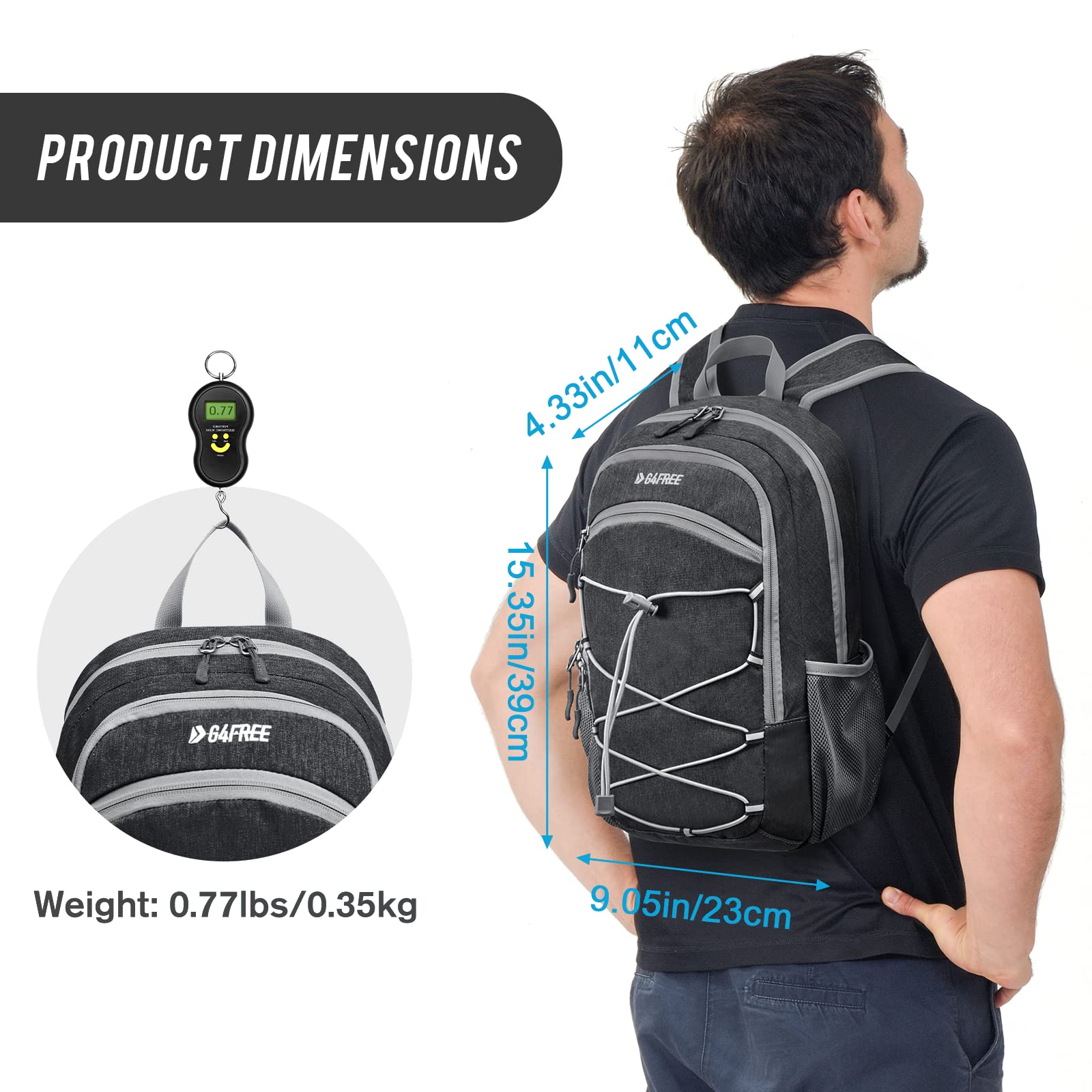 G4Free Kleiner Rucksack 12L Unisex Tagesrucksack Leichter Reiserucksack Wanderrucksack Trekkingrucksack für Wandern Fahrrad 3