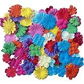 DUONGJAIS BRAND 100 Pcs Handmade Mixed Mulberry Paper Flowers 30 mm - 1.5 Inch Scrapbooking Wedding DIY Craft Supplies Card. (Mixed Flowers)