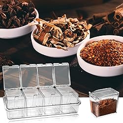 Faxco Clear Seasoning Box, 4 Pieces Seasoning Rack