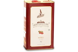 Chekko Cold Pressed Virgin 5L Groundnut / Peanut Oil | 100% Natural, Pure, Non GMO & Wood Pressed 169 FL.Oz for Cooking