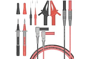 Test Leads Set HANDSKIT Double Insulated Electrical Multimeter Test Lead Kit, Test Leads Probes 4mm Banana Plug with Alligator Clips 30A and Needle Probe 0.7mm