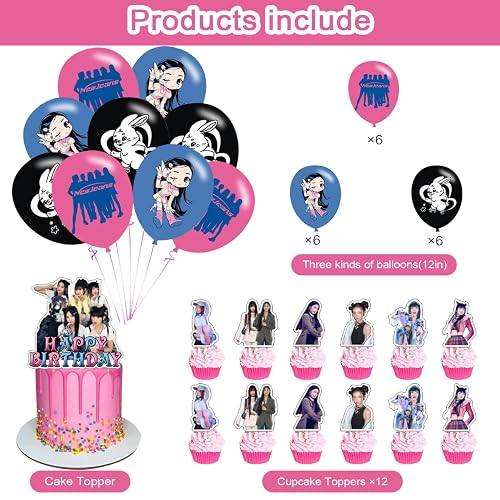 thumbnail image 2 of Kpop EN-HYPEN Birthday Party Supplies,EN-HYPEN Birthday Decorations Gift Set - EN-HYPEN Banner,18PCS Balloons,Cake Toppers,21PCS Cupcake Toppers Perfect For Boys And Girls(Pink 2 of 10