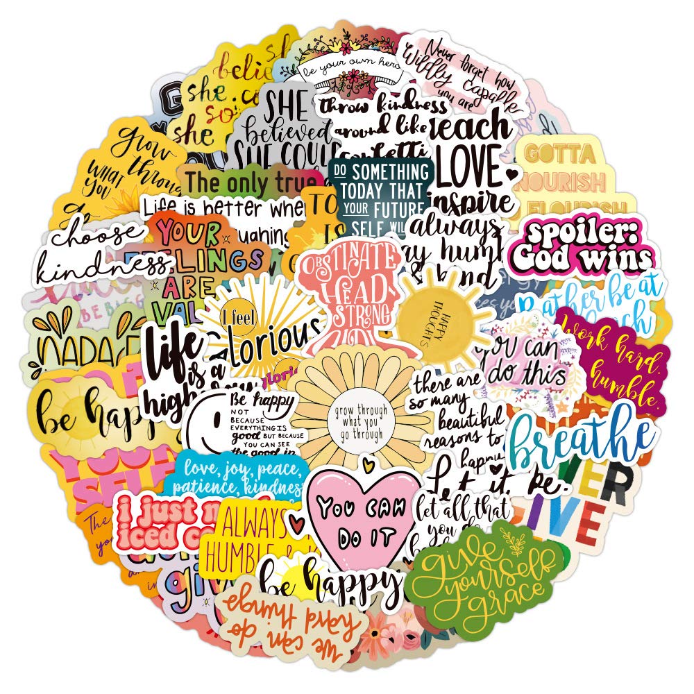 Affoto 100PCS Inspirational Laptop Stickers - Gift for Children, Teens, Adults, Kids - Waterproof Positive Inspiring Stickers for Scrapbook, Water Bottle, Skateboard, Wall, Car - Motivational Quotes — image 1