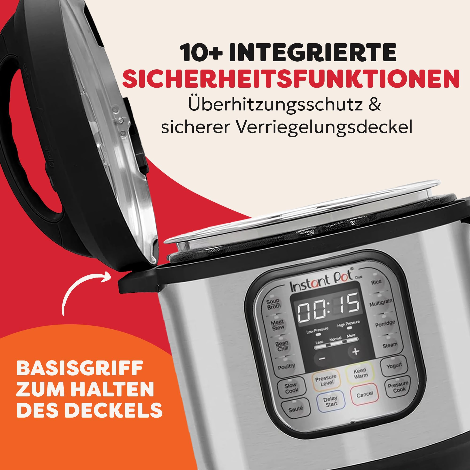 Instant Pot Duo 7-in-1-Multikocher 5,7 l – gebürstetes Edelstahl, großer Schnellkochtopf, Schongarer, Reiskocher, Sauteuse, Joghurtbereiter, Dampfgarer und Speisenwärmer, spülmaschinenfest 4