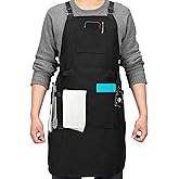 DFACKTO Canvas Chef Apron – Cross Back Straps Mens Apron for Butcher, Bartender, Grilling, BBQ, Kitchen, Workshop & Artist