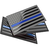 3-Pack 3D Aluminum Thin Blue Line American Flag Emblem Decals, 5