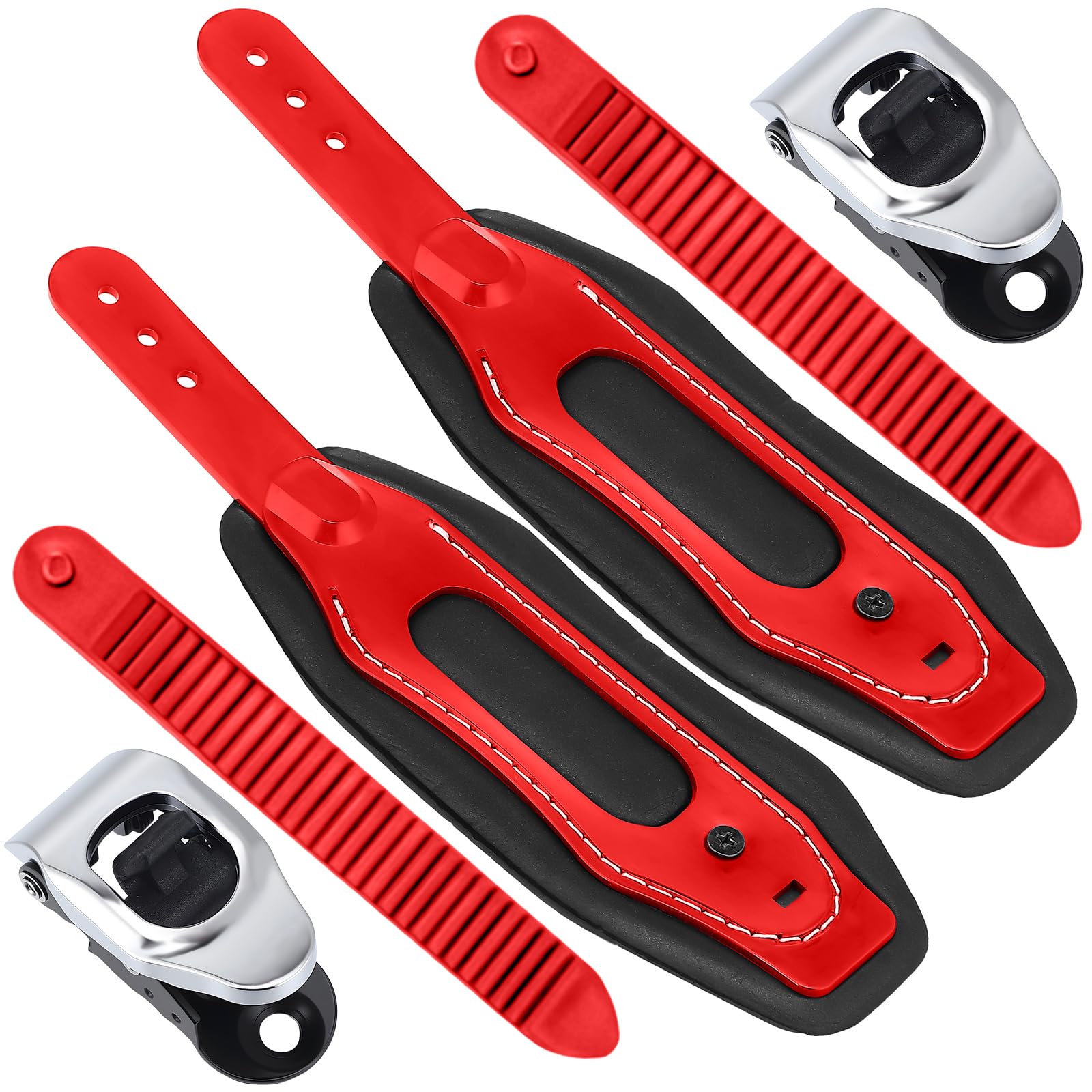 Photo 1 of Soulchen 2 Pcs Snowboard Bindings Ankle Straps Replacement Black 11 x 3 Inches Ski Board Ankle Straps Snowboard Bindings Tool for Ski Boot Tool Skiing Skateboard Universal Accessories(Red)