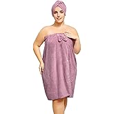 HJMJY Plus Size Towel Wrap with Hair Towel for Women(XXL-XXXXL), Adjustable Women Shower Wrap Body Wrap Bath Towels, Comfortable Spa Bathrobe + Hair Drying Towel, Purple