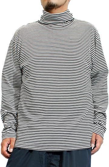 Amazon 長袖tシャツ メンズ 大きいサイズ 無地 フライス ボーダー タートルネック カットソー Tシャツ カットソー 通販