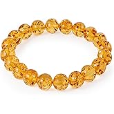 Amber by Mazukna Natural Baltic Amber Bracelet for Women and Men – Stretch Wristband with Faceted Beads, Lightweight Unisex Jewelry Gift for Daily and Casual Wear