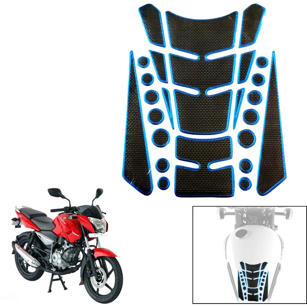 Vheelocityin Decorative Sticker Carbon Fiber Motorcycle Tankpad Blue For Bajaj Pulsar 135 Ls Pulsar Amazon In Car Motorbike