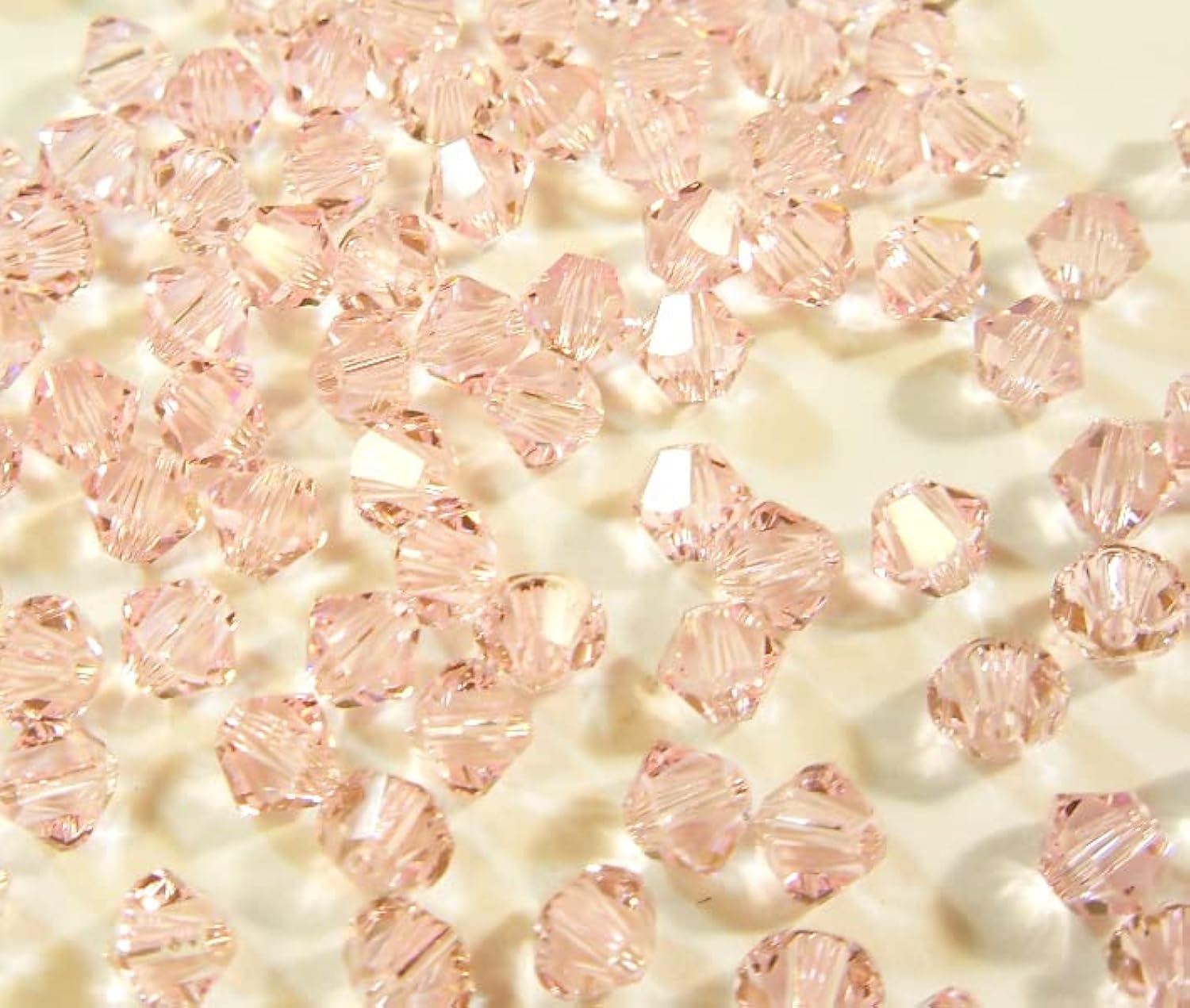 Preciosa 40pcs Bohemian Crystal Beads Double Cone 4mm Czech Glass Bicone Beads (Pink)