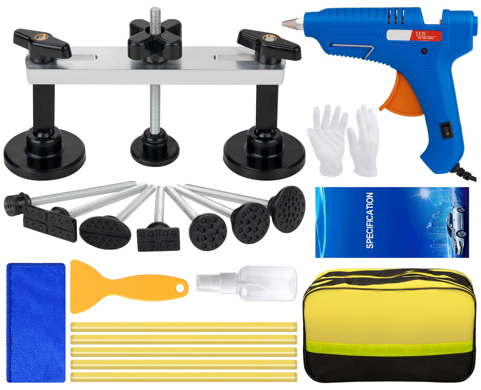 Photo 1 of NJ FOREVER 21Pcs Car Dent Puller Kit, Paintless Dent Removal Kit with Bridge Dent Puller, Dent Repair Kit for Auto Body Large & Small Dents, Dent Puller Tools for Car Hail Damage DIY Repair