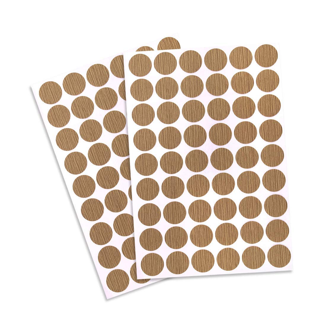 sourcing map Screw Hole Covers Stickers Textured Plastic Self Adhesive Stickers for Wood Furniture Cabinet Shelve Plate 21mm Dia 108pcs in 2Sheet Maple