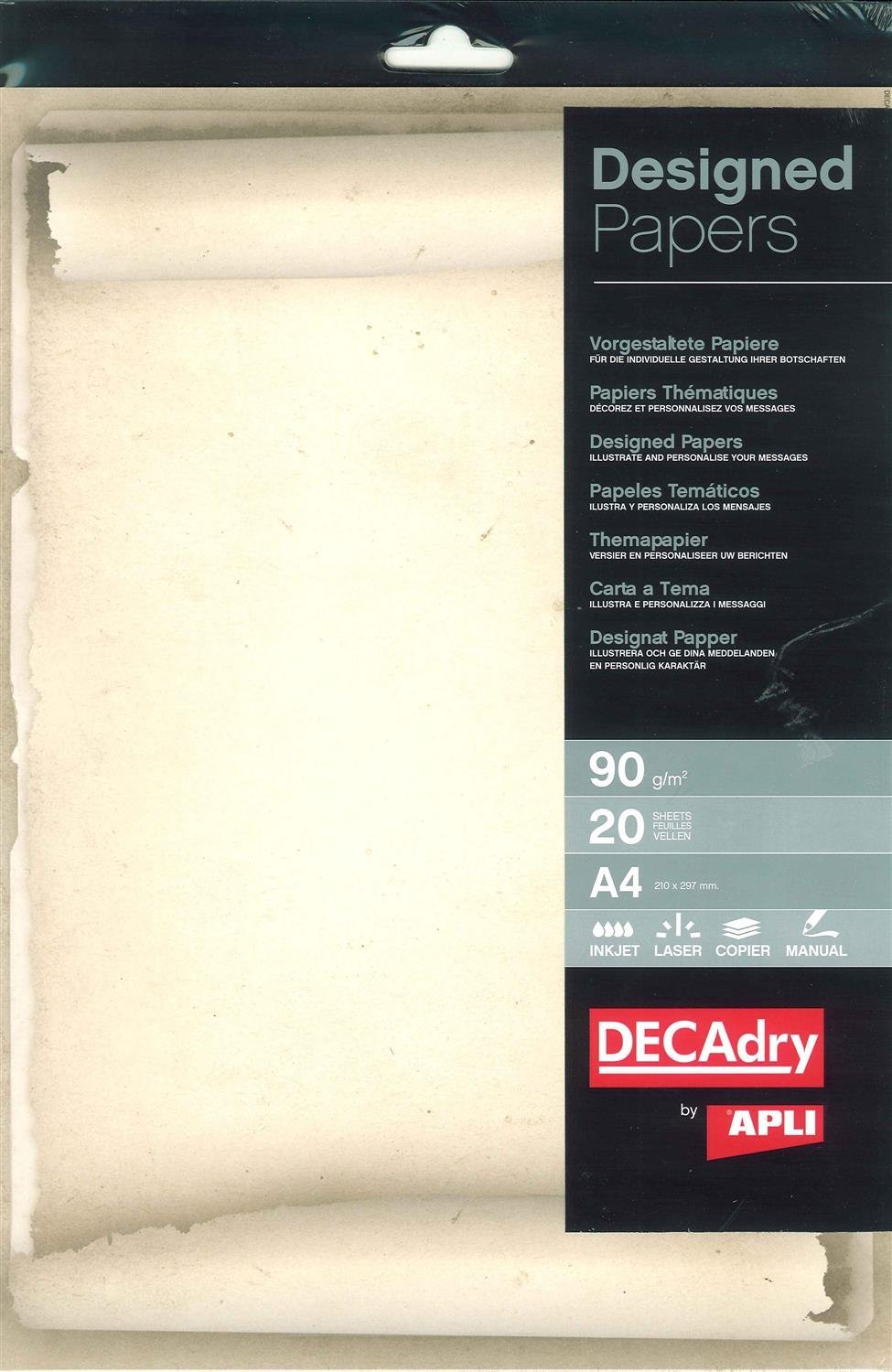 Parchment Themed Paper 90g- 20 A4 Sheets - B Series Paper