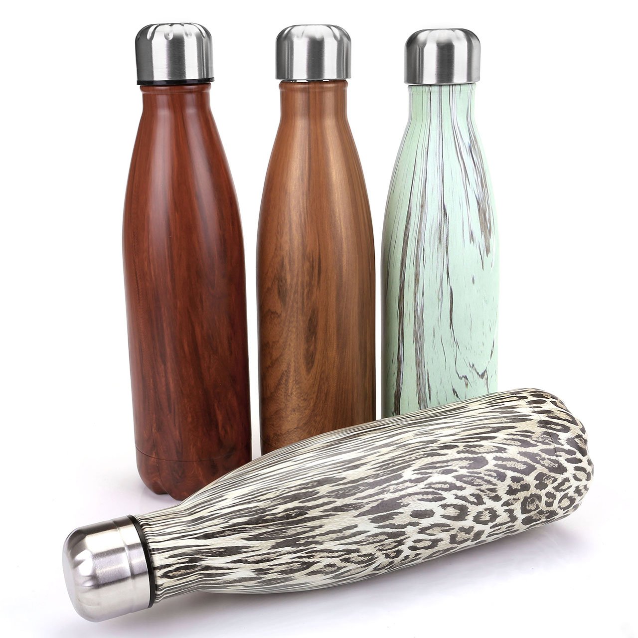 Vacuum Insulated Water Bottle, Yerwal Leak-Proof Double Walled Stainless Steel Cola Shape Travel Sports Water Bottle, Keeps Your Drink Hot & Cold