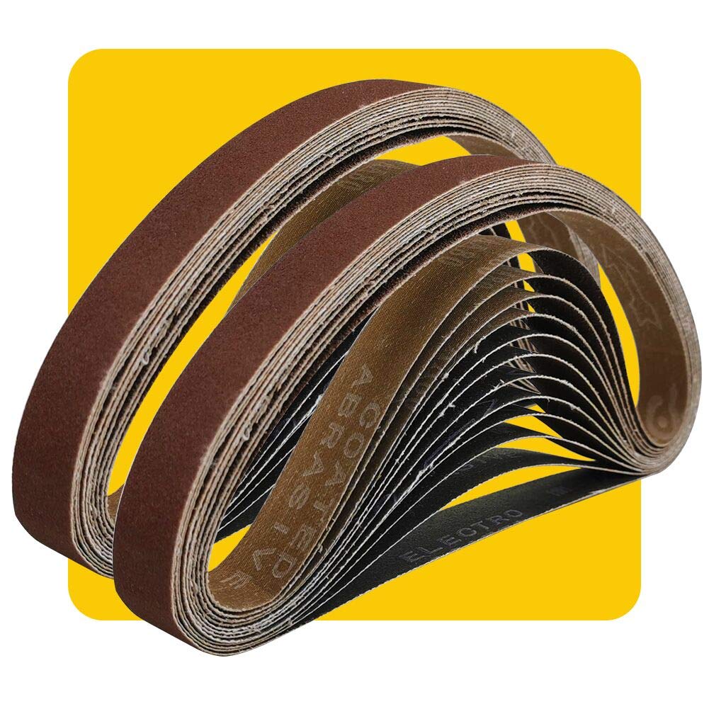Photo 1 of 1/2x18 1/2 x 18 Inch Sanding Belt Pack 1/2-Inch x 18-Inch,24 Pcs(8 Each of 80 120 150 Grits) Aluminum Oxide for Sander