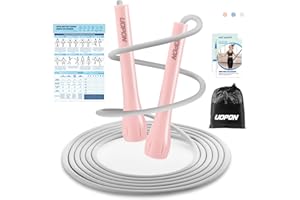 UOPON Jump Rope for Fitness, Lightweight PVC Skipping Rope for Men Women Adults Exercise with ABS Handles & Training Poster, Adjustable Tangle-Free Workout Speed Jump Rope for Home, Gym and Outdoor