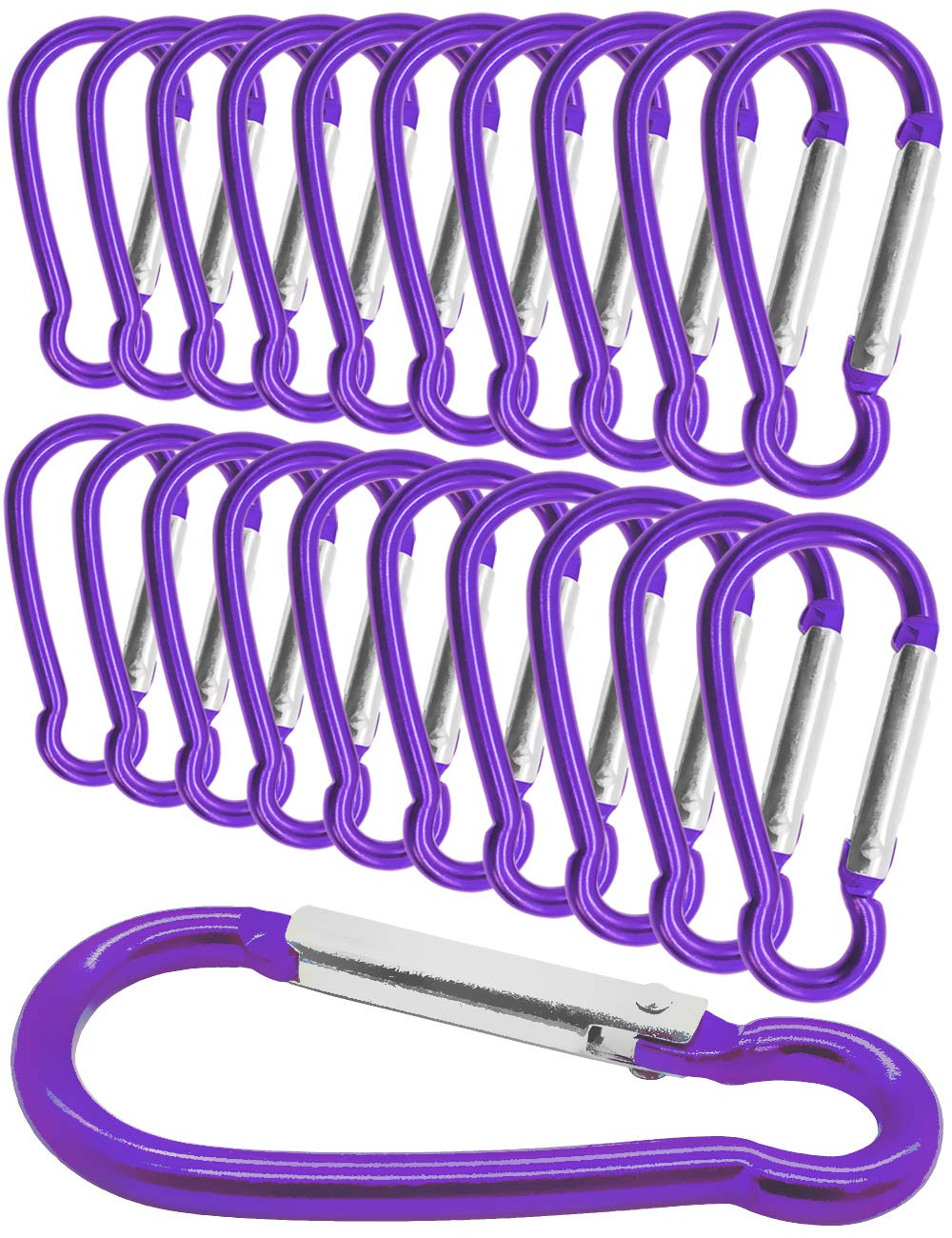 OUTDOOR SAXX - 20pcs Mini Carabiner Aluminium Carabiner S Carabiner 5.8cm Set of 20 Purple