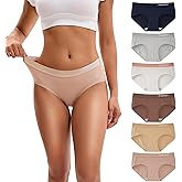 INNERSY Women’s Underwear Cotton Hipster Panties Mid Rise Briefs Tagless Wide Waistband 6 Pack