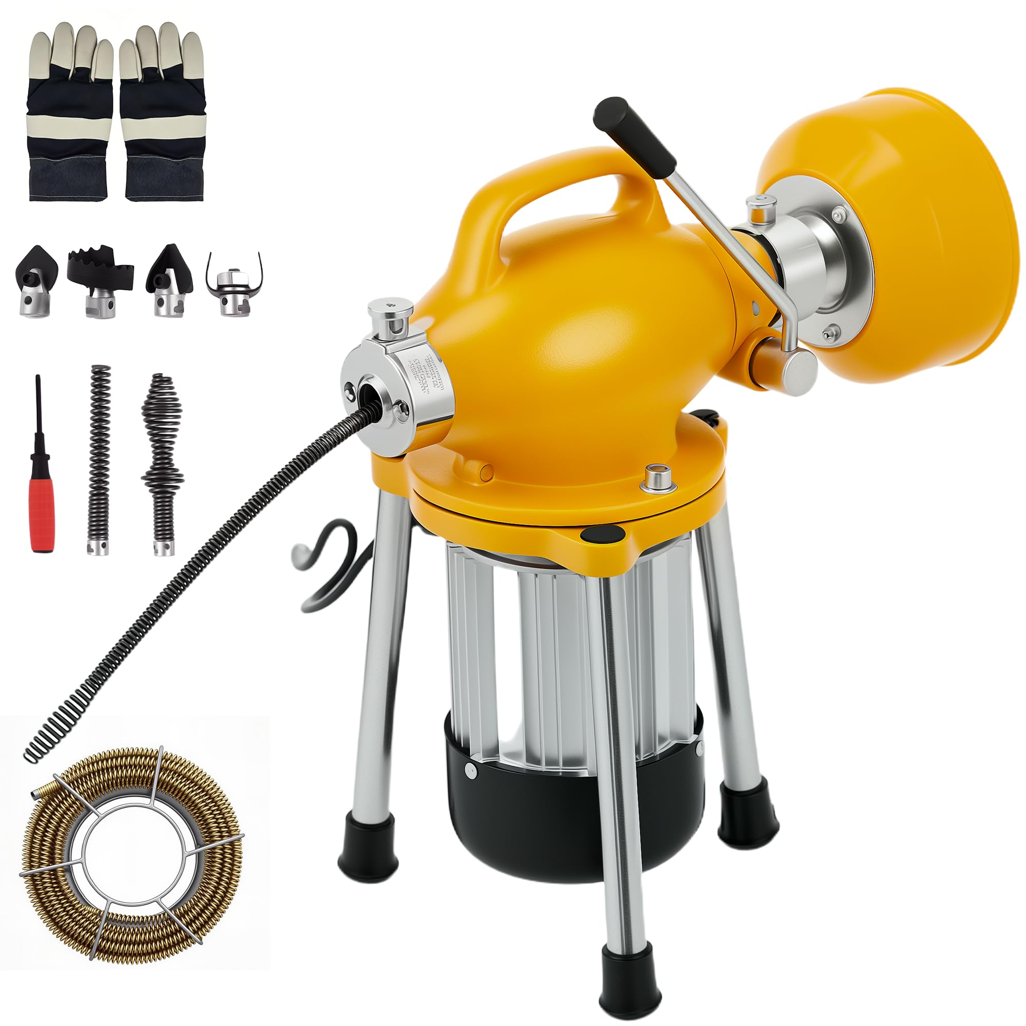Photo 1 of Garvee Portable Drain Cleaning Machine, Auto Feed Electric Drain Cleaner Machine Auger Sewer Snake with 66 FT x 5/8" & 16 FT x 3/5" Steel Cables & 6 Cutters, for 1.6"-4" 500 w 400 RPM