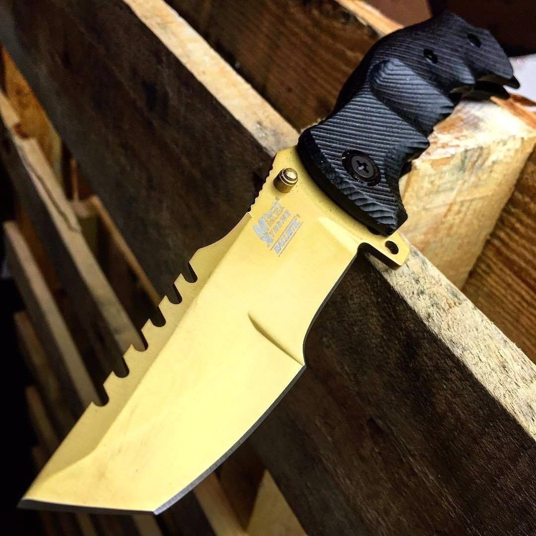 9" M-Tech Gold G10 Spring Assisted Open Folding Pocket Knife Tactical Combat
