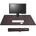 Cacoy Leather Desk Pad, 36" x 20" XXL Large Gaming Mouse Pad, Waterproof PU Leather Desk Mat On Top of Desk for Office and Home (Brown)
