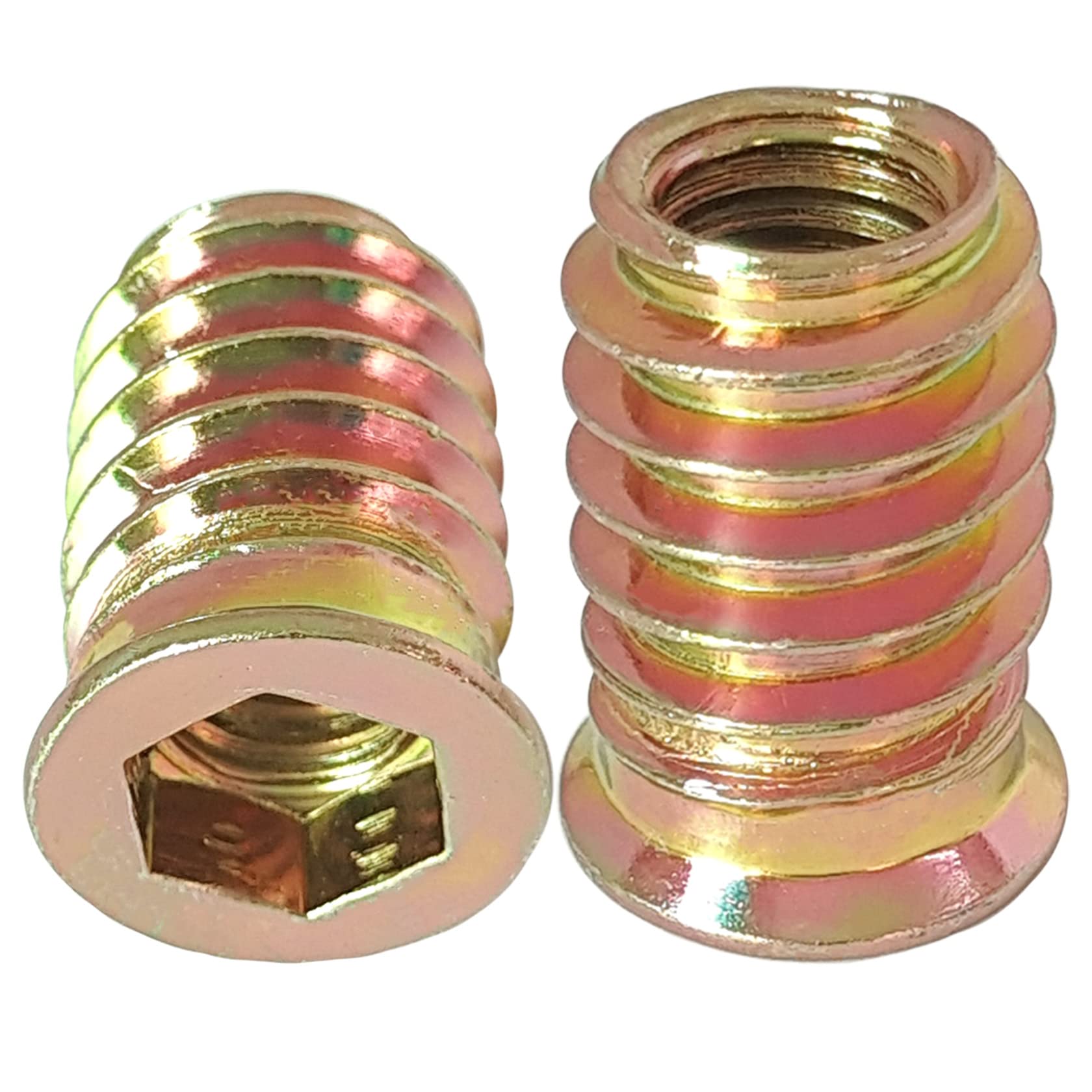 50 Pcs Furniture Threaded Insert Nut for Wood M6 M8 with Hex Socket (M8*20)