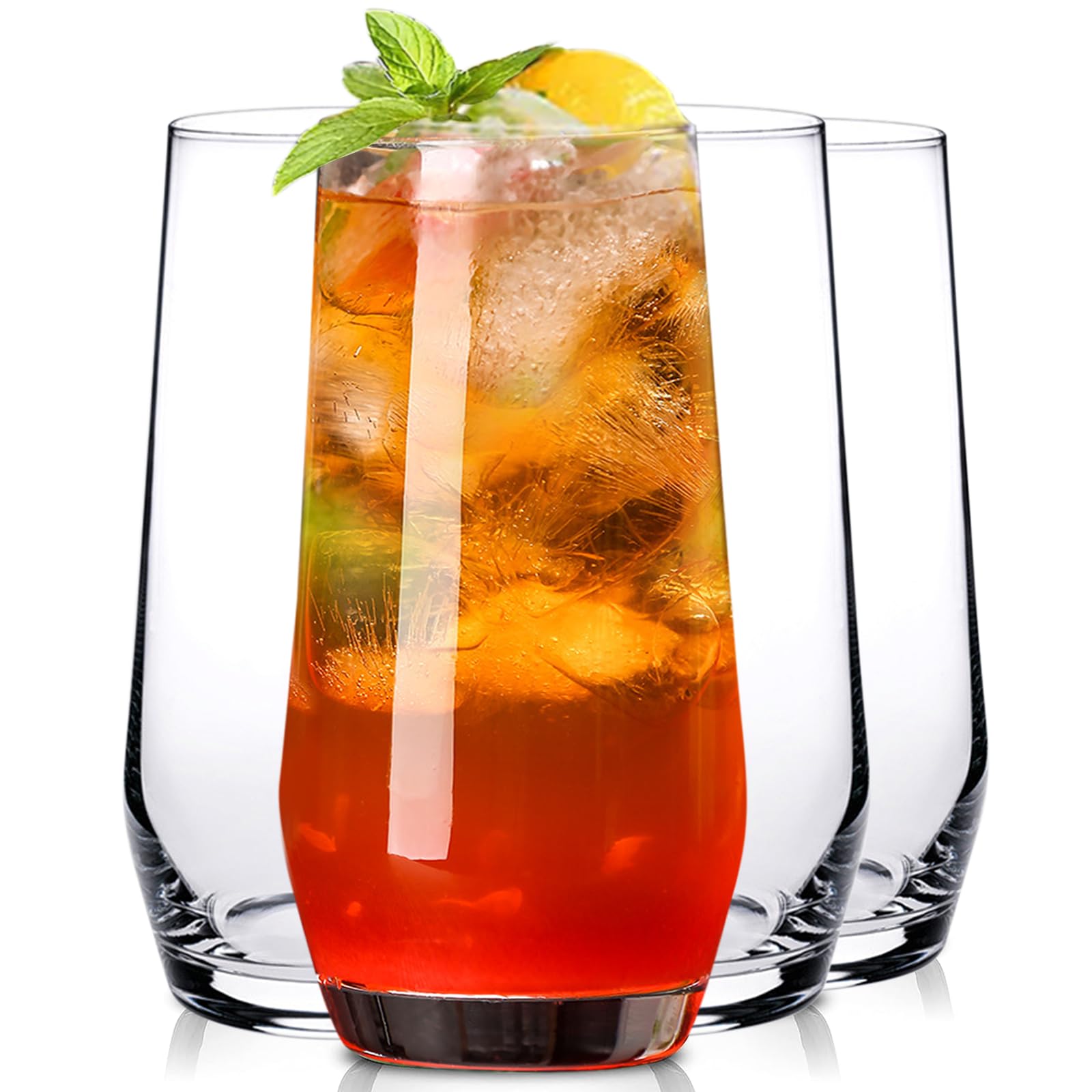 Set Of 4 Tall 18oz Highball Glasses - Lead-Free Clear Glass Cocktail & Drink Cups - View #5