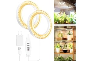 Mosthink 6.3" Ceiling Grow Lights for Indoor Plants, 144 LEDs Plant Light Full Spectrum, Under Cabinet Growing Lamp with Auto Timer, 10 Dimmable Levels, 3 Modes with Transparent Cover,Corded