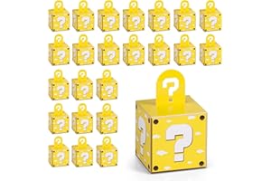 Eaezerav 24 Pcs Video Game Theme Party Treat Boxes Mystery Video Game Gift Box with Question Mark Cardboard Snack Candy Boxes for Kids Birthday Party Favors Decorations