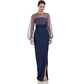 JS Collections Womens Logan Illusion Column Gown