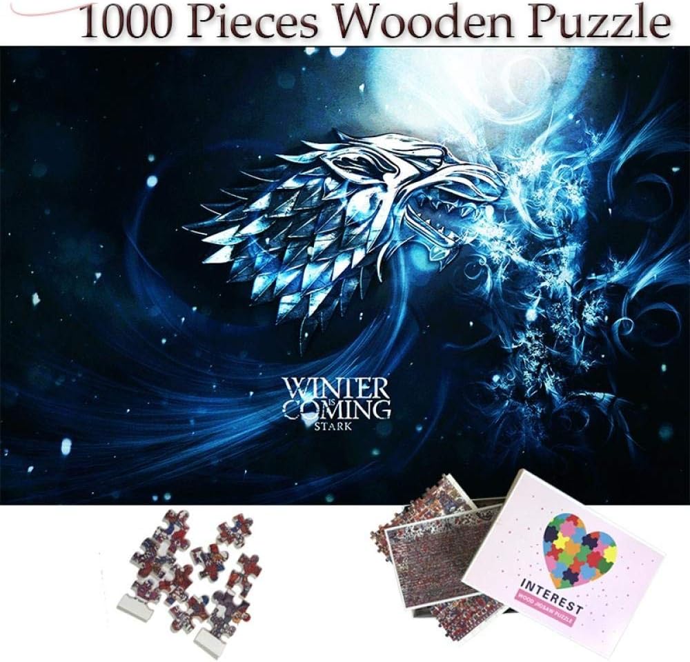 yingPT 1000 Pieces of Wooden Puzzle-Family Badge Wooden Puzzle 1000 Pieces Game of Thrones Winter is Coming Wooden Jigsaw Puzzles 1000 Pieces for Adult