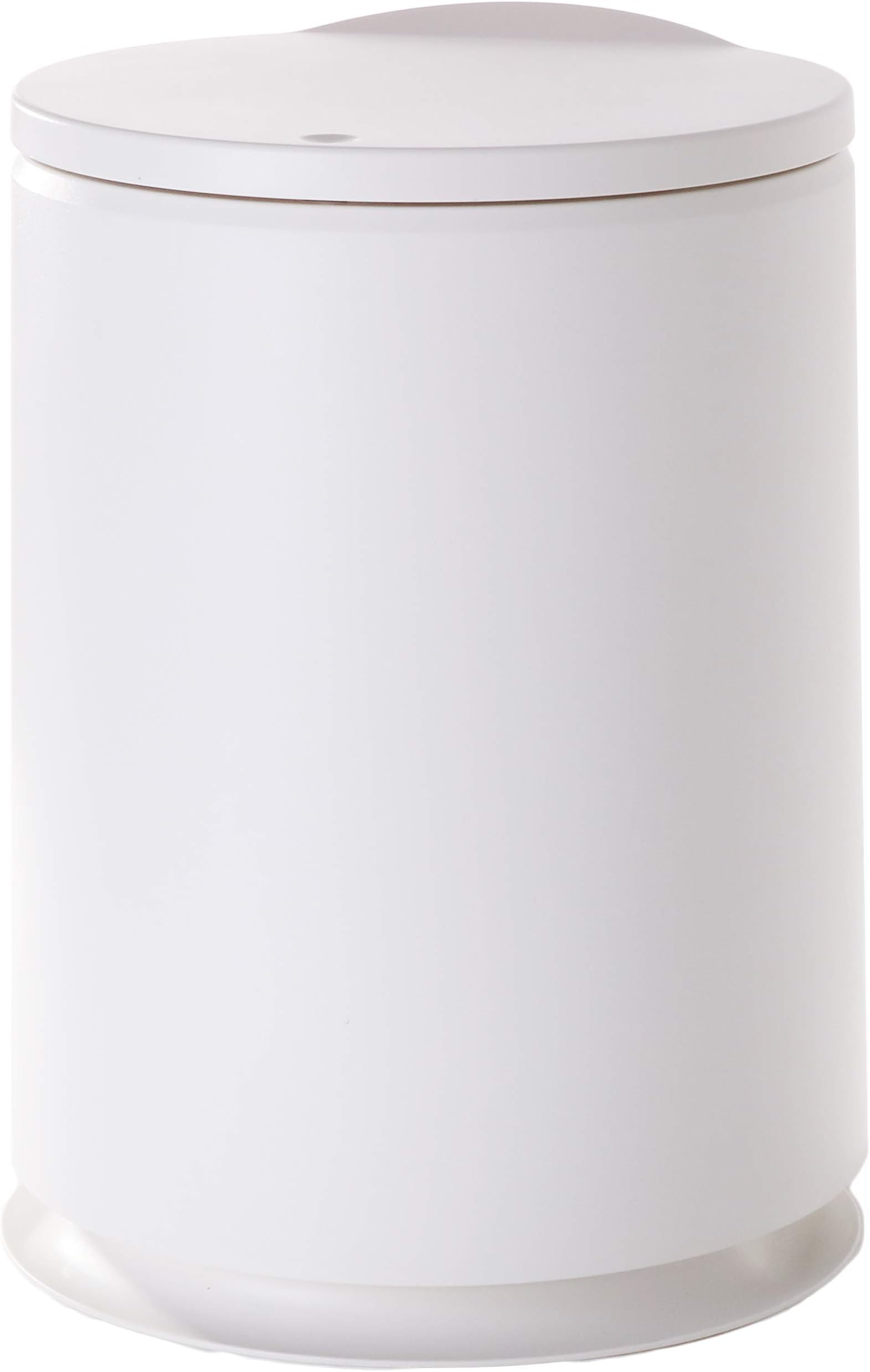 PENGKE Bathroom Trash Can with Lid, White Wastebasket for Home Bedroom with Lid, Round Waste Bin Soft Close, Garbage can for Office and Home, 10 Liter / 2.4 Gallon,White