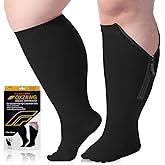 Oxzawg Zipper Plus Size Compression Socks for Women Men Wide Calf, 15 mmHg Knee High Graduated Support for Circulation