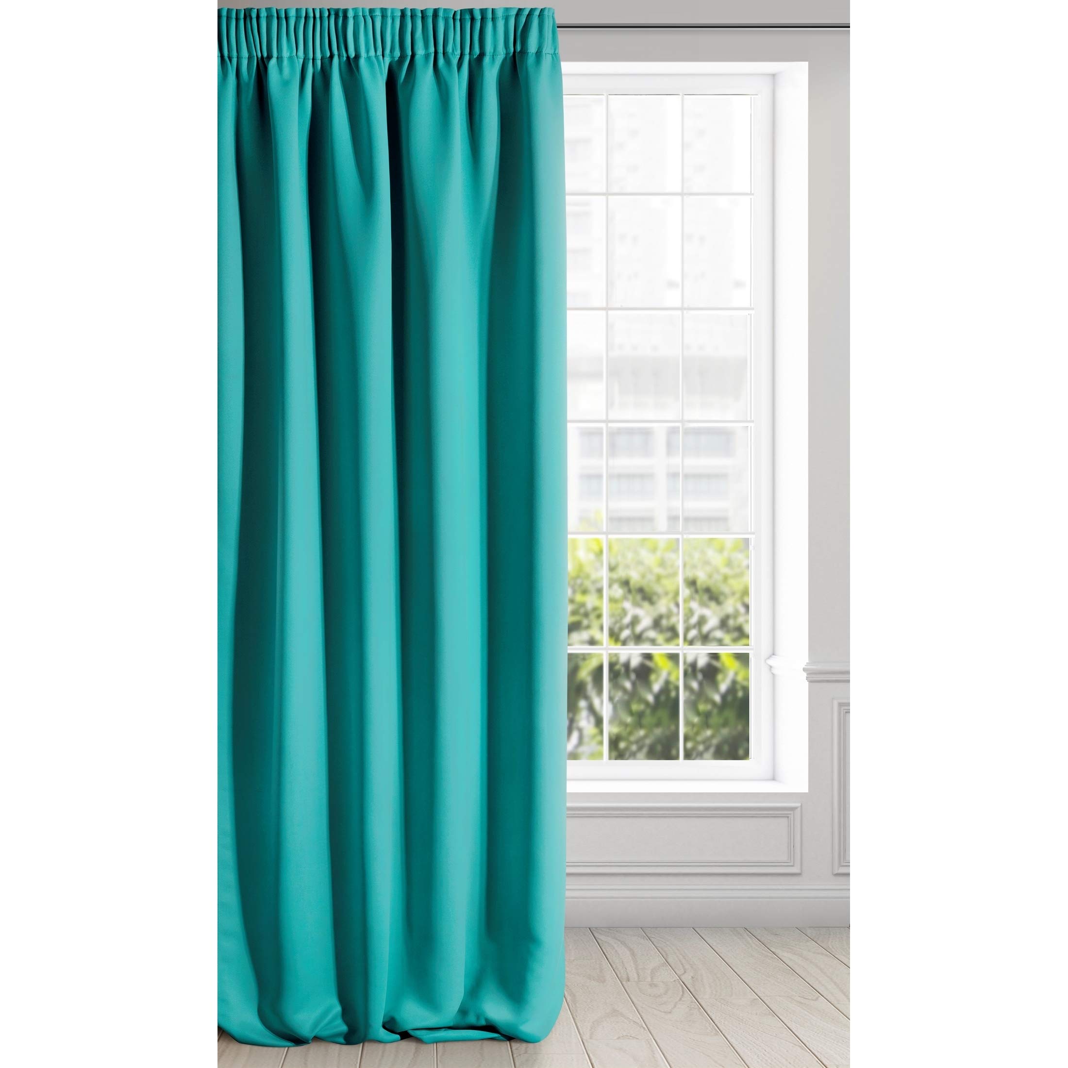Eurofirany Extra Long Blackout Curtain-1 Unit Rod Pocket, Rufflette Tape, Light Blocking Darkening Bedroom Living Room, Satin, Dark Turquoise, W53 x L106