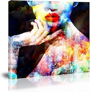 Red Lip Women Wall Art Decor Black and White Modern Abstract Artwork Canvas Painting Prints Pictures Home Decor for Bathroom Living Room Dining Room Bedroom