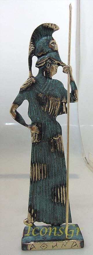 Amazon Com Iconsgr Ancient Greek Bronze Museum Statue Replica Of Athena Olympian Pantheon Goddess Of Wisdom With Spear 163 Home Kitchen