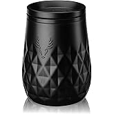 Viski Paragon Stainless Steel Wine Tumbler Cup with Lid, Insulated Wine Glass with Ceramic Coating for Pinot Noir, Chardonnay, Rosé, Wedding Gifts, Outdoor Party, 12 oz, Set of 1, Obsidian Black