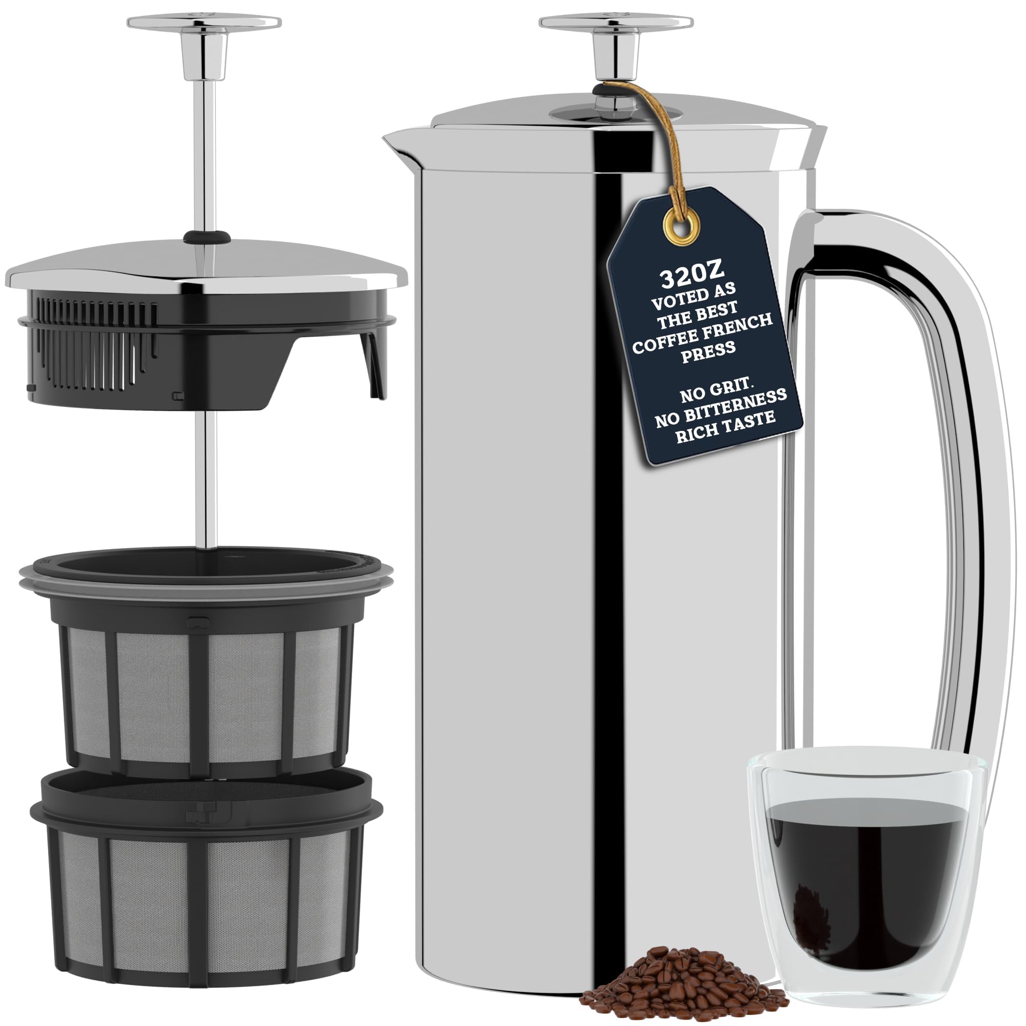 ESPRO P7 Polished Stainless Steel Cafetiere – Patented Double Walled Micro-Filter Insulated French Press Coffee Maker, Grit-Free Brew - Heat Resistant BPA Free (530ML) — image 1