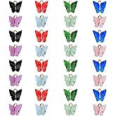 Seakuur 32 Pieces Butterfly Charms Acrylic Butterfly Pendant Colorful Butterfly Shape Charms for Earrings Bracelets Necklace DIY Jewelry Pendant Making