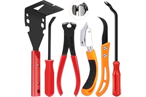 HIMOMO 6Pcs Trim Removal Tool with Staple Remover Tool Kit, Nail Puller Baseboard Removal Tool Upholstery Staple Remover Clip Removal Tool Pry Bar Carpet Knife Fastener Remover Tool Kit for Car Wooden Floor
